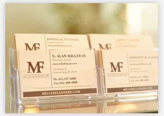 Photo of the attorneys' business cards